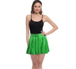 Gonna da aviatore verde metallizzato da donna