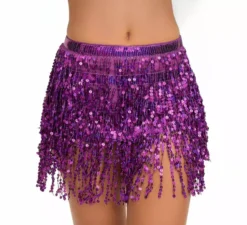 Gonna da donna con paillettes e frange in vari colori