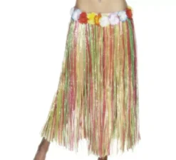 Gonna lunga hawaiana multicolore con fiori 79cm