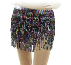 Gonna per adulti multicolor con paillettes e frange