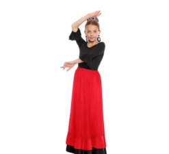 Gonna Sevillana con doppia volant rossa e nera per bambina