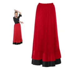 Gonna Sevillana con doppia volant rossa e nera per bambina
