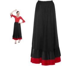 Gonna Sevillana da donna con doppia volant nera e rossa
