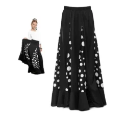 Gonna Sevillana di Quillas nera a pois bianchi per bambine