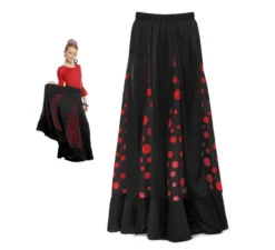 Gonna Sevillana di Quillas nera a pois rossi per bambine