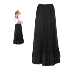 Gonna Sevillana doppia volant nera per bambina