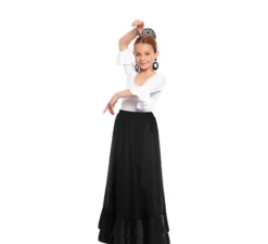Gonna Sevillana doppia volant nera per bambina
