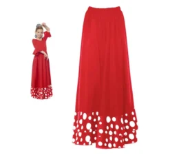 Gonna sivigliana con doppia balza e pois bianchi per bambina
