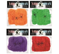 20 gr di ragnatela con 2 ragni colorati assortiti
