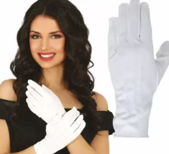 Guanti con bottoni bianchi da 24 cm