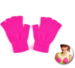 Guanti corti senza dita fluo in vari colori per adulto