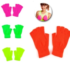 Guanti corti senza dita fluo in vari colori per adulto