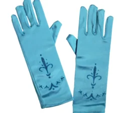 Guanti da principessa lunghi blu per bambini di 24 cm