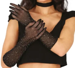 Guanti in rete con strass in vari colori, 30 cm per adulti