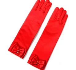 Guanti lunghi per bambini con fiocco in vari colori
