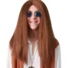 Hippie lunga parrucca liscia con striscia al centro