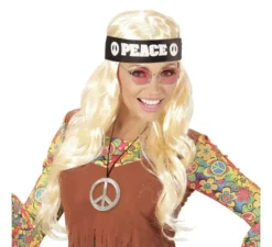 Hippie Peace per adulti : fascia per capelli, occhiali e collana