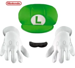 Kit adulto Luigi Super Mario Nintendo: berretto, guanti e baffi