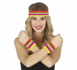 Kit aerobica per adulti: 2 braccialetti e nastro neon