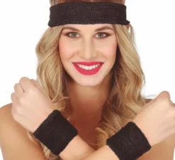 Kit aerobica per adulti: 2 braccialetti e nastro nero
