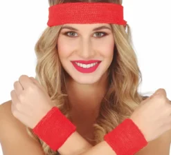 Kit aerobica per adulti: 2 braccialetti e nastro rosso