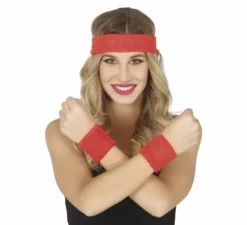 Kit aerobica per adulti: 2 braccialetti e nastro rosso