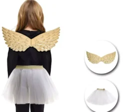 Kit Angelo d'oro per bambini: tutù e ali