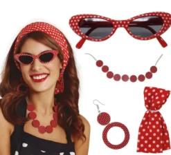 Kit anni '50: fascia, occhiali, orecchini e collana