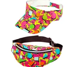 Kit anni '80: marsupio e visiera multicolor