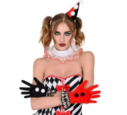 Kit Arlecchino Rosso e Nero: Cappellino, Guanti e Collare