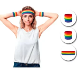 Kit atleta arcobaleno adulto: nastro adesivo e 2 braccialetti