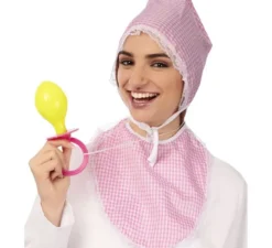 Kit Baby Rosa Adulto: Cappellino, bavaglino e ciuccio