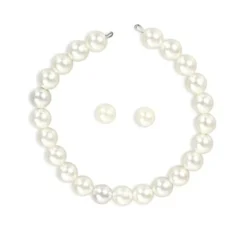 Kit bianco anni '50: collana di perle e orecchini