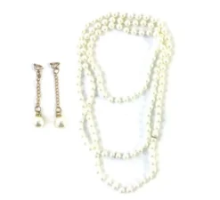 Kit bianco anni '20: collana di perle e orecchini