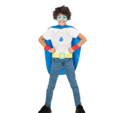 Kit blu da supereroe per bambini: maschera, mantello e cintura