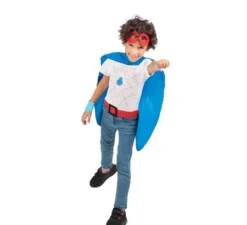 Kit blu da supereroe per bambini: maschera, mantello e cintura