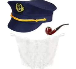 Kit Capitano Lupo di Mare: Berretto, Barba e Pipa
