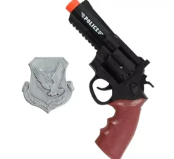 Kit classico della polizia: pistola giocattolo e distintivo