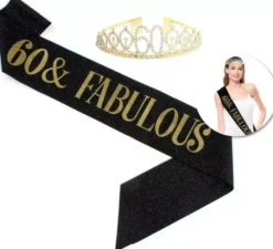 Kit 60° Compleanno e Favoloso: Corona e Fascia 160x9,5 cm