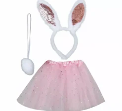 Kit coniglietto per bambini: fascia per capelli, coda e gonna