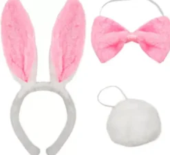 Kit Coniglio Bianco e Rosa: Cerchietto, Papillon e Coda