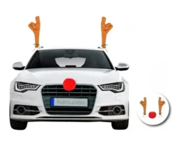 Kit corna di renna e naso decorativo per auto beige