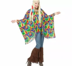Kit costume hippie psichedelico: poncho e fascia per capelli