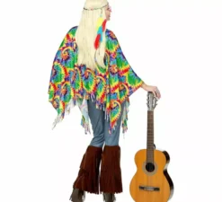 Kit costume hippie psichedelico: poncho e fascia per capelli