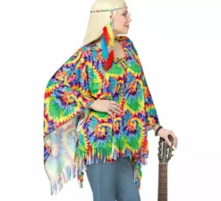 Kit costume hippie psichedelico: poncho e fascia per capelli