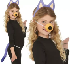 Kit cucciolo blu per bambini: coda, orecchie e naso
