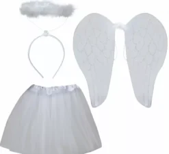Kit da angelo per bambini: ali, fascia per capelli e gonna