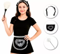Kit da cameriera: fascia per capelli, grembiule e spolverino