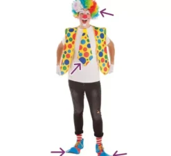 Kit da clown: cravatta, parrucca e scarpe