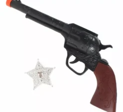 Kit da cowboy: distintivo e revolver di plastica da 34 cm